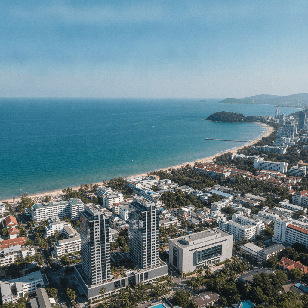 Мотобайки Chang Thai Rentals на фоне живописного пляжа Пхукета, символизирующие легальный и безопасный туризм.